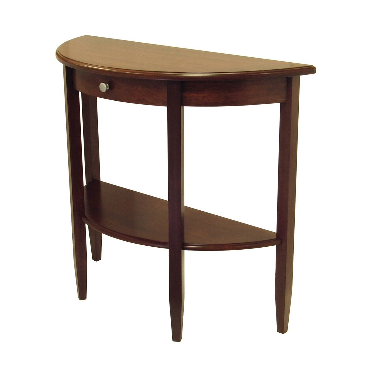 Contemporary Home Living 39" Half Moon Console Hall Table with Drawer and Shelf